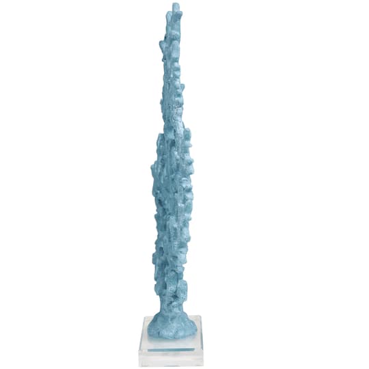 17" Blue Coral Sculpture with Clear Base